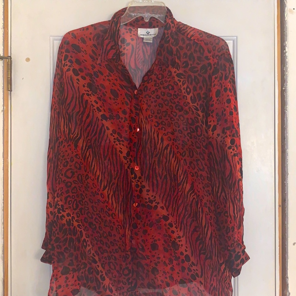 Animal print top red n black